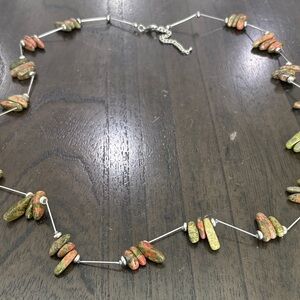 Elegant Multicolor Unakite Jasper Stone Necklace